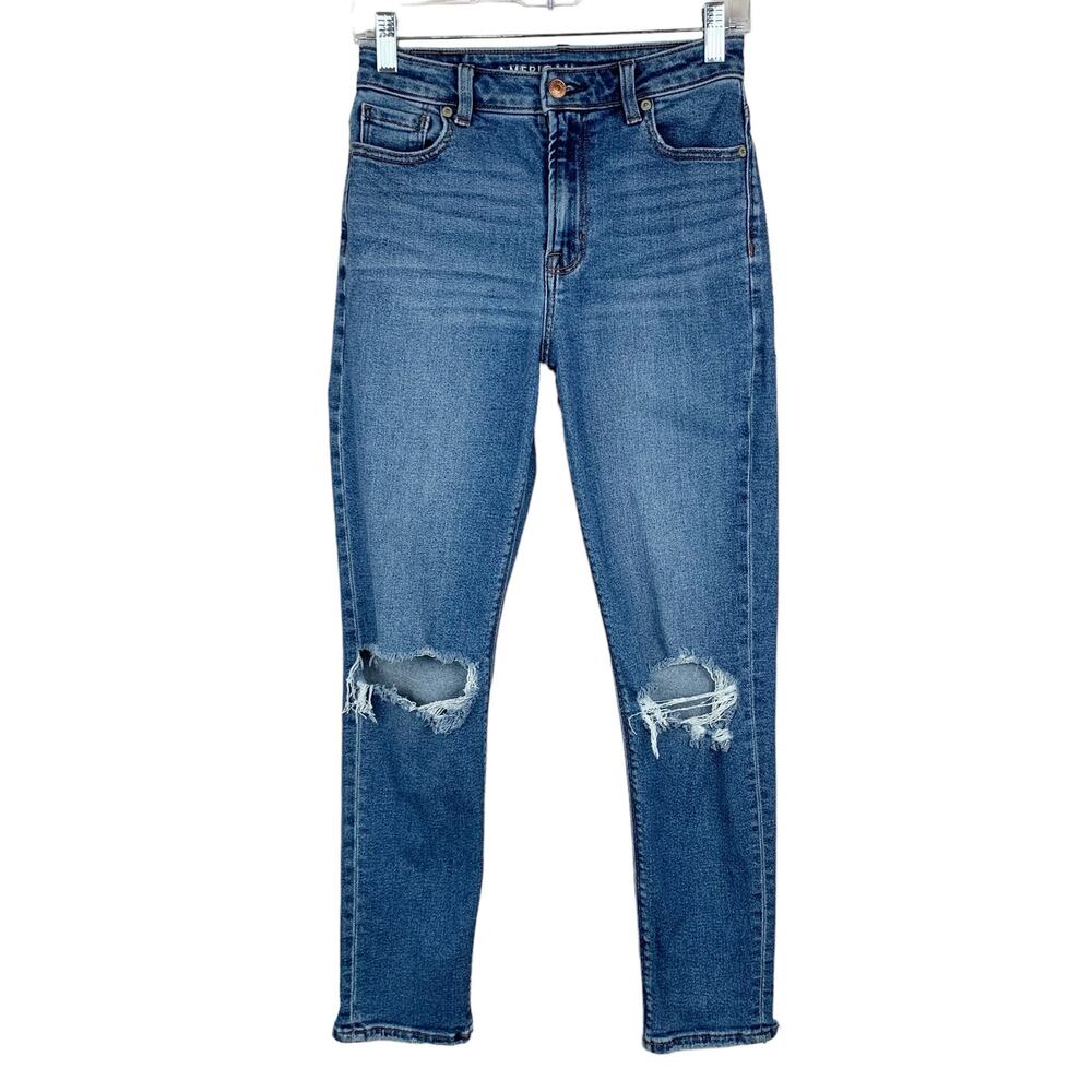 American Eagle Mom Jeans Distressed Ripped High Rise Women’s 0